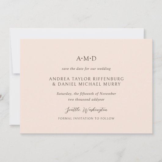 Andrea Tan Elegant Wedding Save The Date (Voorkant)
