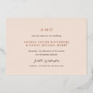Andrea Tan Elegant Wedding Save The Date Folie Uitnodiging