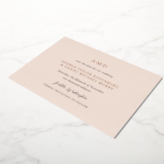 Andrea Tan Elegant Wedding Save The Date Folie Uitnodiging (Gedraaid)