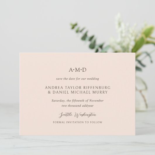 Andrea Tan Elegante Trouw Save The Date (Staand voorkant)