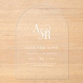 ANDREA White Arch Modern Wedding Save the Date Acryl Uitnodigingen (Voorkant)