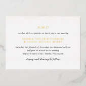 Andrea Zwart Wit Elegant Huwelijk Folie Uitnodiging (Voorkant)