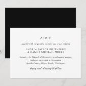 Andrea Zwart Wit Elegant Huwelijk Kaart (Voorkant / Achterkant)