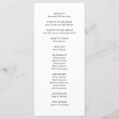 Andrea Zwart Wit Elegant Huwelijk Programmakaart (Achterkant)