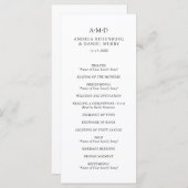 Andrea Zwart Wit Elegant Huwelijk Programmakaart (Voorkant / Achterkant)