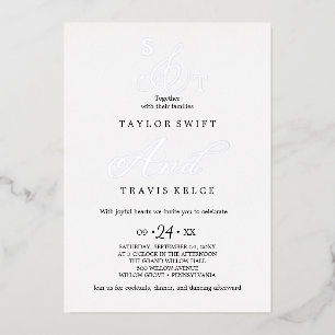 ANDREA Zwart, Wit & Goud Formele Elegante Trouwjur Folie Uitnodiging