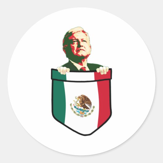 Andreas Manuel Lopez Obrador Ronde Sticker (Voorkant)