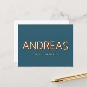 Andreas Name in Ggloed Neon Lights Novelty Briefkaart