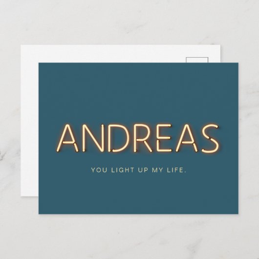 Andreas Name in Ggloed Neon Lights Novelty Briefkaart (Voorkant / Achterkant)