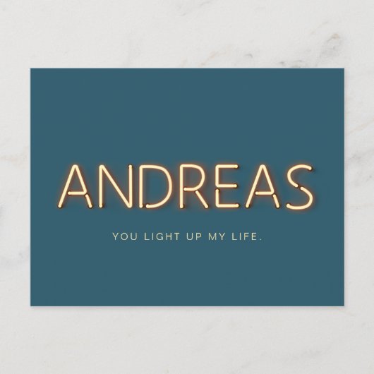 Andreas Name in Ggloed Neon Lights Novelty Briefkaart (Voorkant)