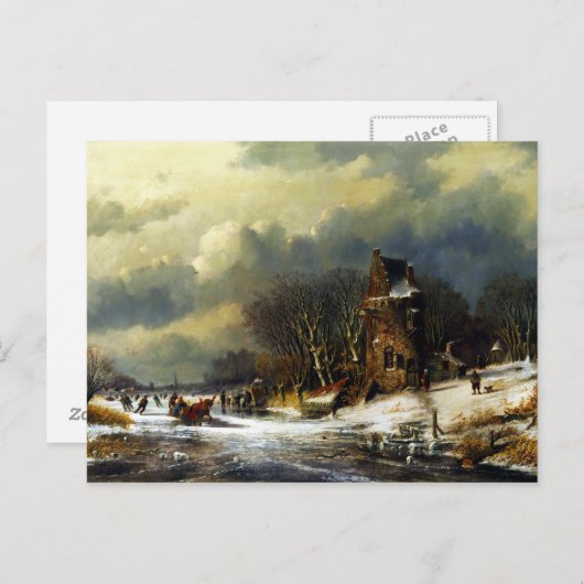 Andreas Schelfhout Nederlands landschap met figure Briefkaart (Voorkant / Achterkant)