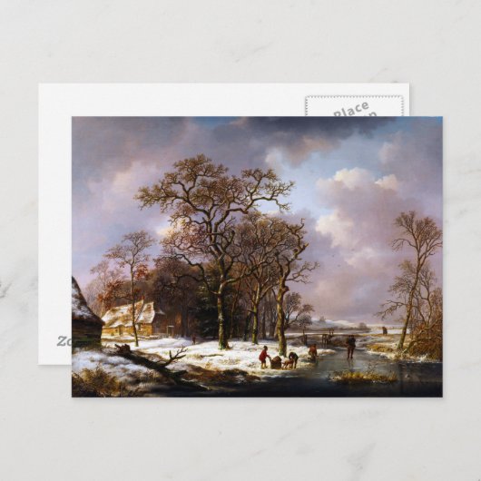 Andreas Schelfhout Winter Landschap Briefkaart (Voorkant / Achterkant)