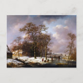 Andreas Schelfhout Winter Landschap Briefkaart (Voorkant)