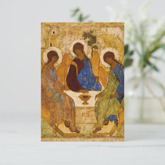 Andrei Rublev Heilige Trinity Icon Orthodoxe relig Bedankkaart (Staand voorkant)