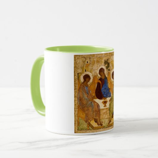 Andrei Rublev Heilige Trinity Icon Orthodoxe relig Mok (Voorkant links)