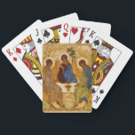 Andrei Rublev Heilige Trinity Icon Orthodoxe relig Pokerkaarten<br><div class="desc">Het Heilige Trinity Icon (ook bekend als 'The Hospitality of Abraham') is een panelschilderij gemaakt door Andrei Rublev (c.1360-1430) in het begin van de 15e eeuw. Waarschijnlijk de beroemdste van alle Russische religieuze schilderijen,  vertegenwoordigt het een van de hoogtepunten van de Russische kunst van het late Middeleeuwse tijdperk.</div>