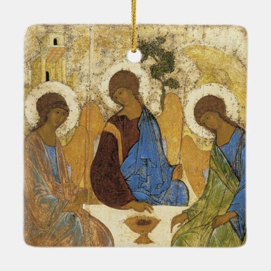 Andrei Rublev Iconic Trinity Angels Abraham Bijbel Keramisch Ornament (Achterkant)