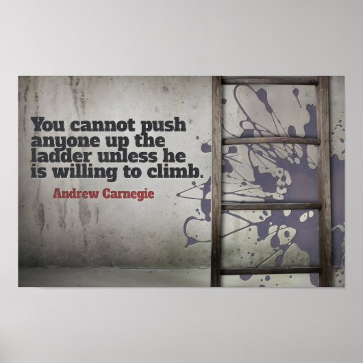 Andrew Carnegie Inspirerend Quote "Push up" Poster (Voorkant)