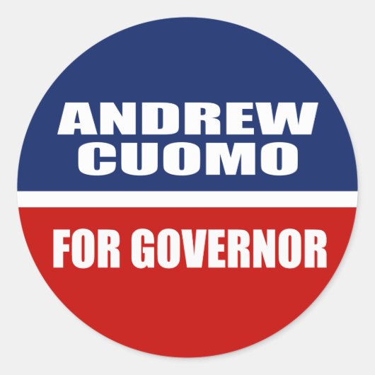 ANDREW CUOMO FOR GOVERNOR RONDE STICKER (Voorkant)