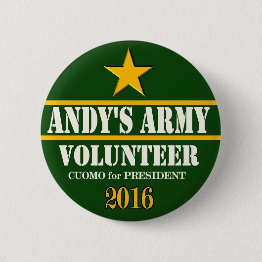 Andrew Cuomo President 2016 Ronde Button 5,7 Cm (Voorkant)