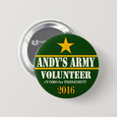Andrew Cuomo President 2016 Ronde Button 5,7 Cm (Voorkant /achterkant)