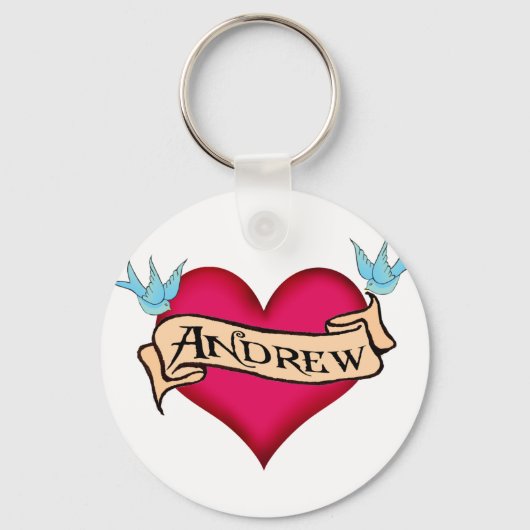Andrew - Custom Heart Tattoo T-shirts & cadeaus Sleutelhanger (Voorkant)