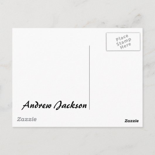 Andrew Jackson Briefkaart (Achterkant)