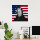 Andrew Jackson en de Amerikaanse vlag — Border Poster (Thuiskantoor)