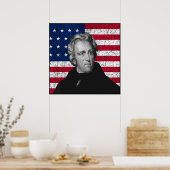 Andrew Jackson en de Amerikaanse vlag — Border Poster (Keuken)