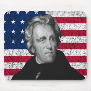 Andrew Jackson en de Amerikaanse vlag Muismat