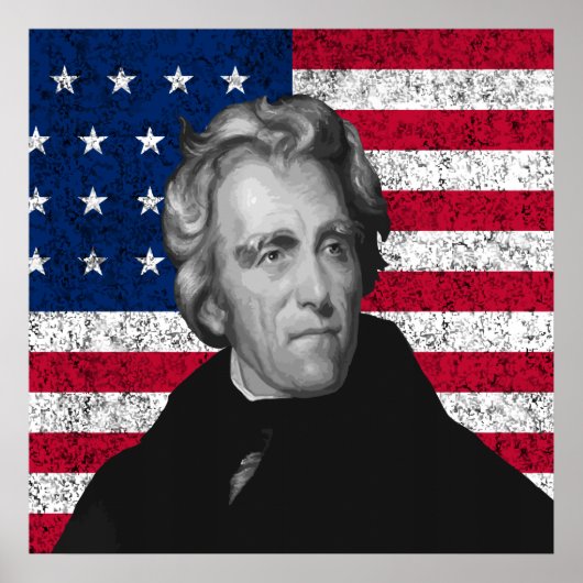 Andrew Jackson en de Amerikaanse vlag Poster (Voorkant)