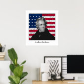 Andrew Jackson en de Amerikaanse vlag Poster (Thuiskantoor)