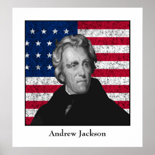 Andrew Jackson en de Amerikaanse vlag Poster