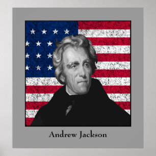 Andrew Jackson en de Amerikaanse vlag Poster