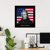 Andrew Jackson en de Amerikaanse vlag Poster (Thuiskantoor)
