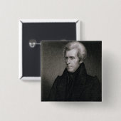 Andrew Jackson (graving) Vierkante Button 5,1 Cm (Voorkant /achterkant)
