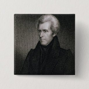 Andrew Jackson (graving) Vierkante Button 5,1 Cm
