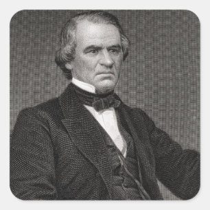 Andrew Johnson, gegraveerd op een foto van Thom Vierkante Sticker