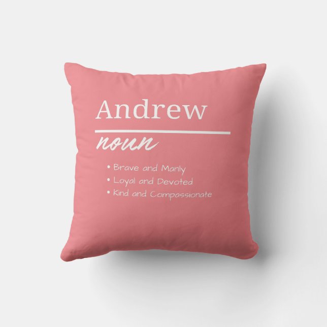 Andrew, Jongen Gepersonaliseerde Naam Definitie Kussen (Achterkant)