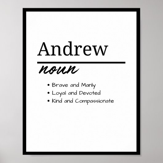 Andrew, Jongen Gepersonaliseerde Naam Definitie Poster (Voorkant)