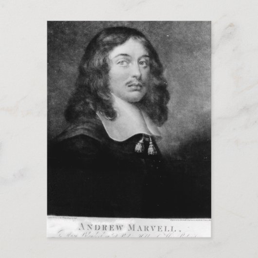 Andrew Marvell , gegraveerd door John Raphael Smit Briefkaart (Voorkant)