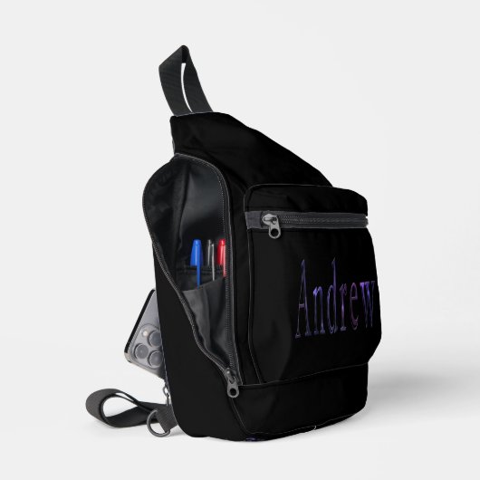 Andrew Naam In Nebula Blauw, Sling Bag (Open)