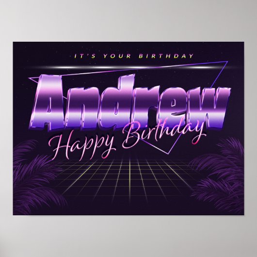 Andrew Name Vorname Lila retro Poster Geburtstag (Voorkant)