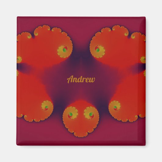 ANDREW ~ Red Scarlet Blue and Yellow Pattern ~ Magneet (Voorkant)