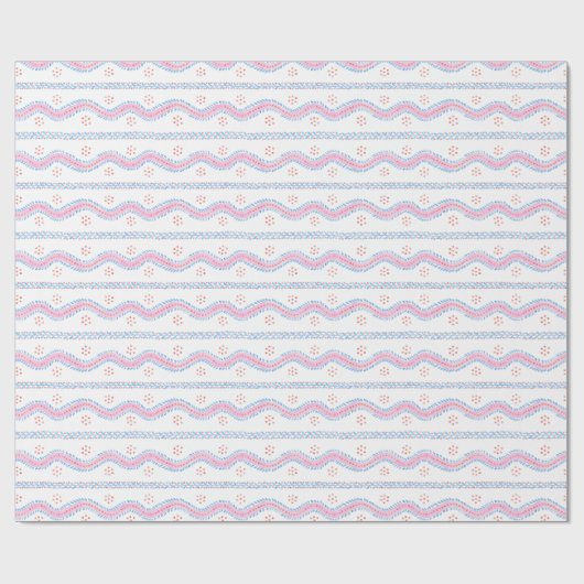 Andrew Stripe Pink en blauw Cadeaupapier (Vlak)