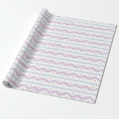 Andrew Stripe Pink en blauw Cadeaupapier (Uitgerold)