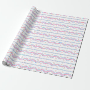 Andrew Stripe Pink en blauw Cadeaupapier