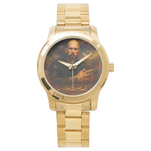 Andrew Tate Oversized Gouden Armband Horloge (Voorkant)