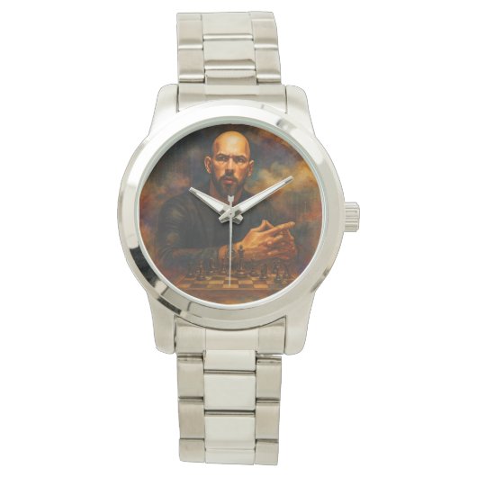 Andrew Tate Oversized Zilveren Armband Horloge (Voorkant)