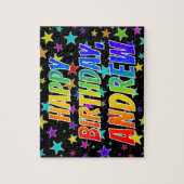 "ANDREW" Voornaam, geun "HAPPY BIRTHDAY" Legpuzzel (Verticaal)